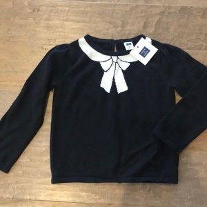 Janie & Jack 2T black sweater with white bow NWT
